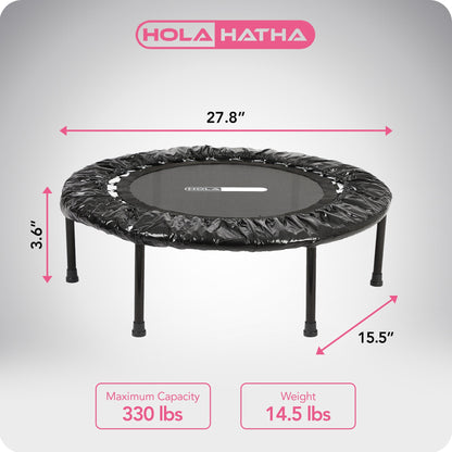 HolaHatha Foldable Mini Trampoline, 36" Round Portable Fitness Rebounder, Black