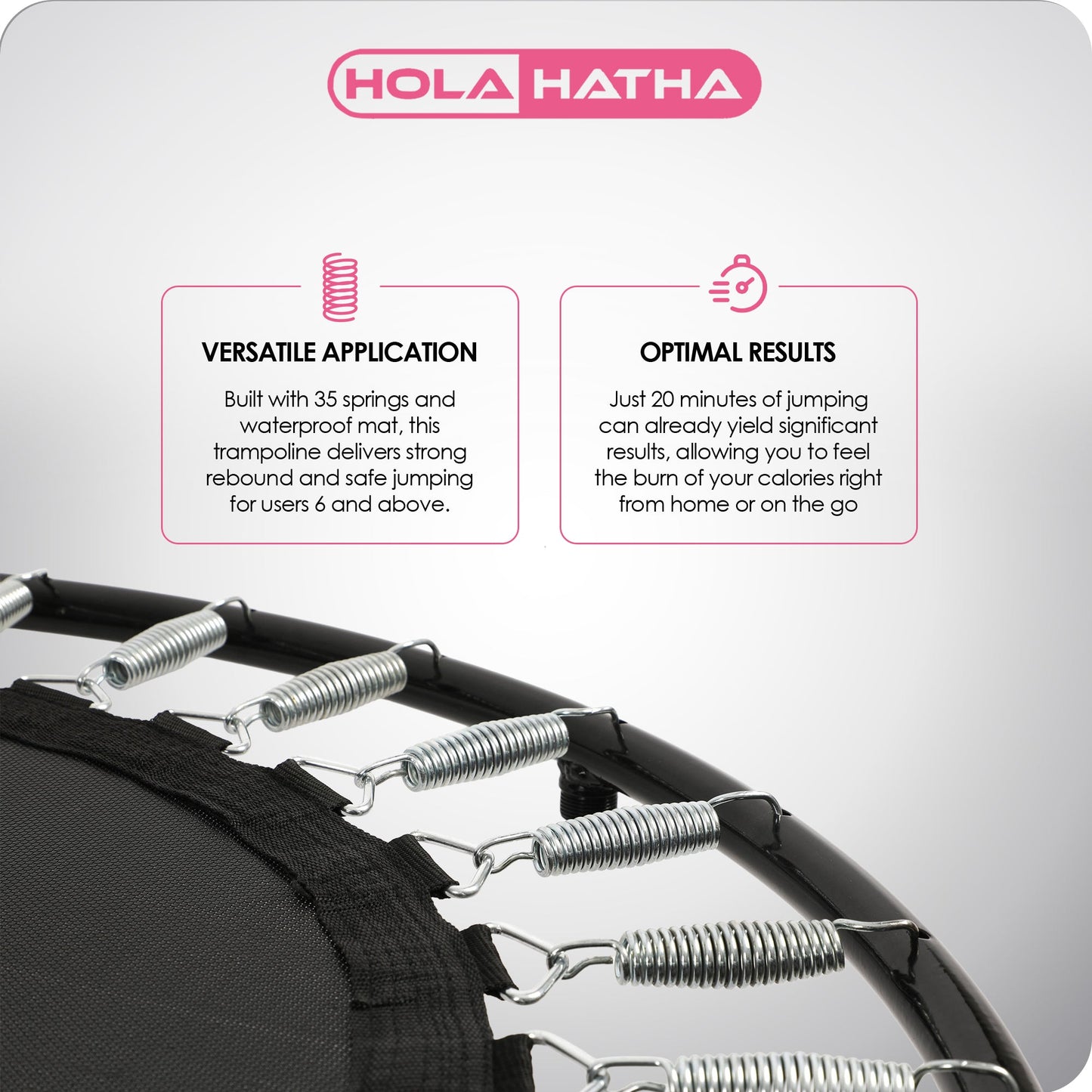 HolaHatha Foldable Mini Trampoline, 36" Round Portable Fitness Rebounder, Black