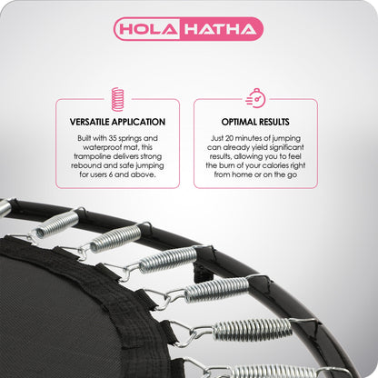 HolaHatha Foldable Mini Trampoline, 36" Round Portable Fitness Rebounder, Black