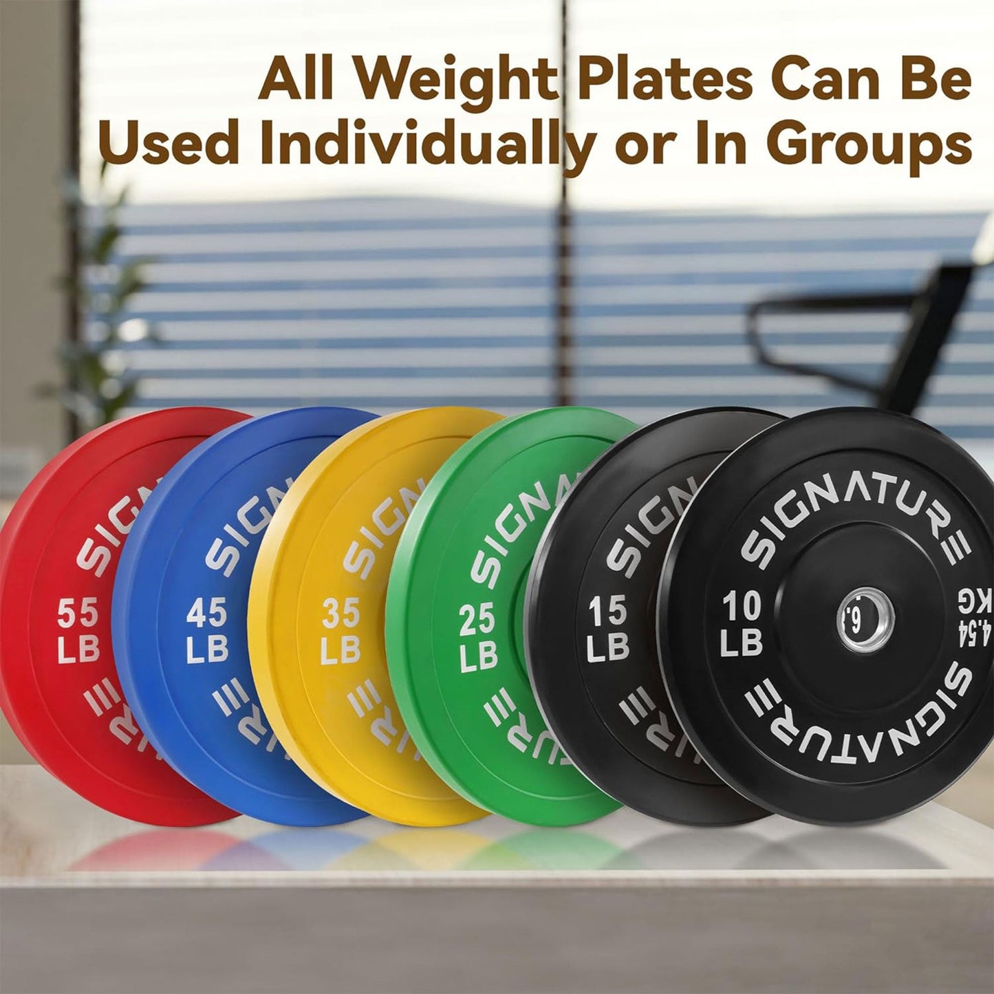 Signature Fitness 70 Pound Bumper Plate Set, 2 Pairs of 10 Pounds & 25 Pounds