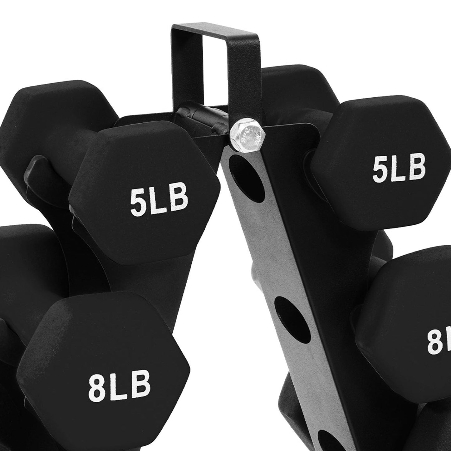 BalanceFrom Neoprene-Coated Dumbbell Set with Rack, Hex Weights for Strength Training, Resistance Workouts, and Home Gym Fitness, Black