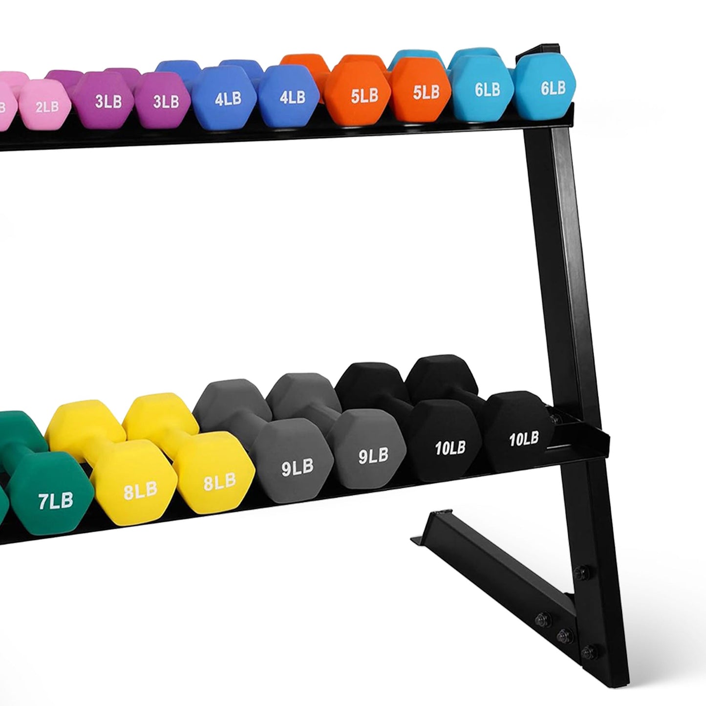 BalanceFrom Fitness 110 Pound Neoprene Coated Dumbbell Set w/ Stand, Multicolor