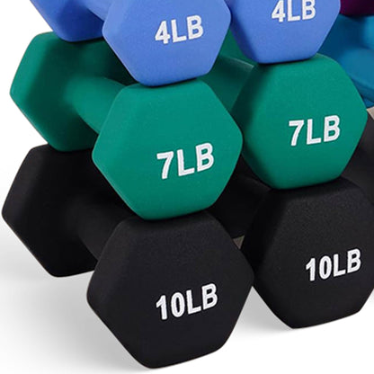 BalanceFrom Fitness 110 Pound Neoprene Coated Dumbbell Set w/ Stand, Multicolor