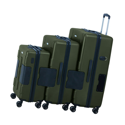 TACH V3.1 3 Piece Set Connectable Hard Shell Spinner Suitcase Luggage Set, Green