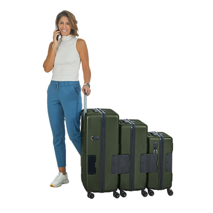 TACH V3.1 3 Piece Set Connectable Hard Shell Spinner Suitcase Luggage Set, Green