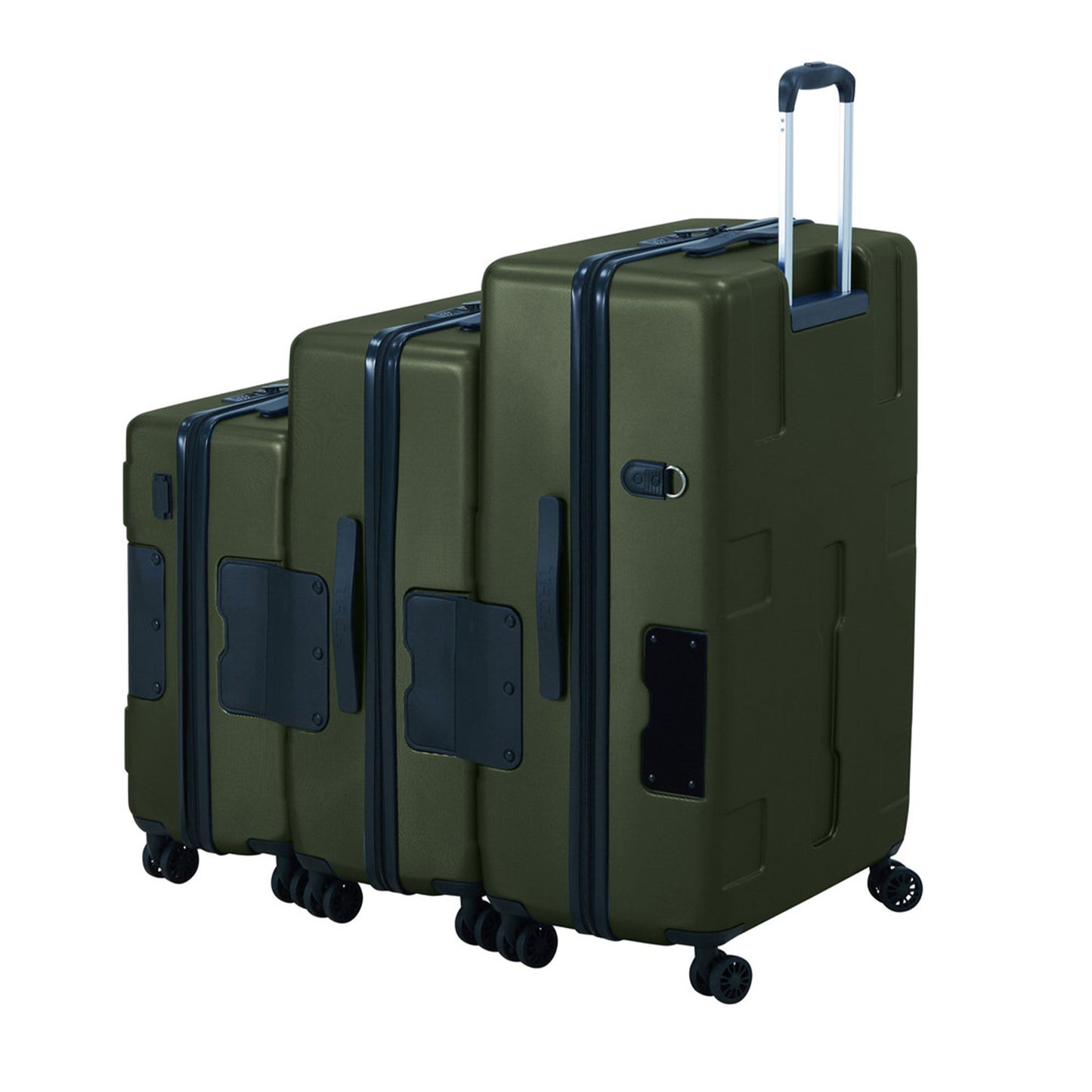 TACH V3.1 3 Piece Set Connectable Hard Shell Spinner Suitcase Luggage Set, Green