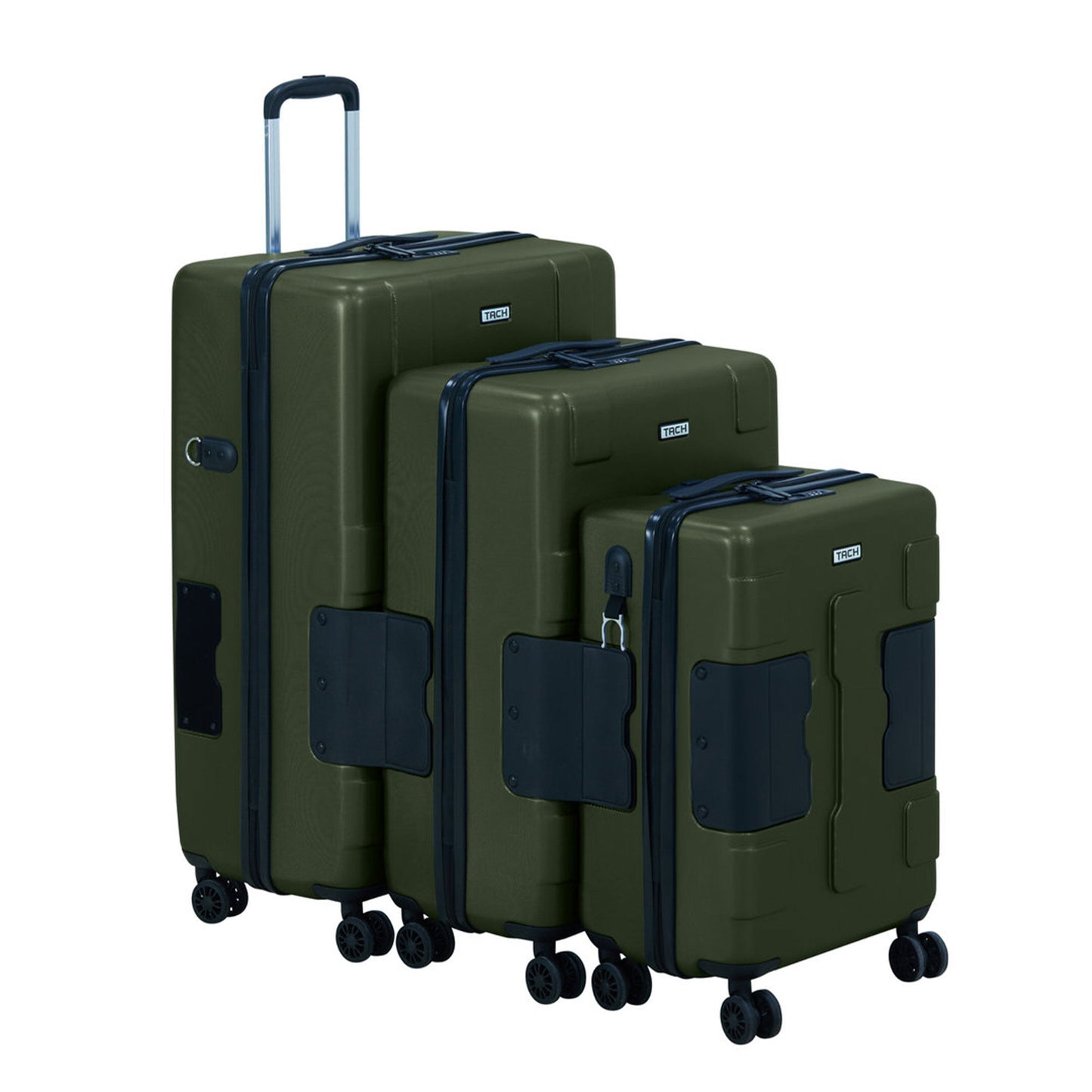 TACH V3.1 3 Piece Set Connectable Hard Shell Spinner Suitcase Luggage Set, Green