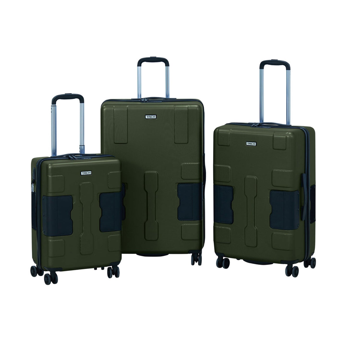 TACH V3.1 3 Piece Set Connectable Hard Shell Spinner Suitcase Luggage Set, Green
