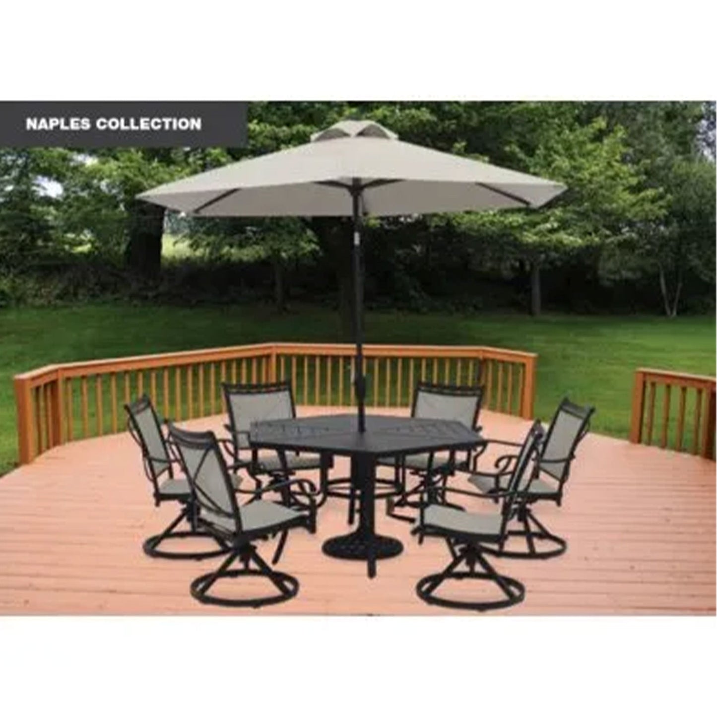 Four Seasons Courtyard 9 Foot Naples Market Patio Umbrella, Natural Fabric Color