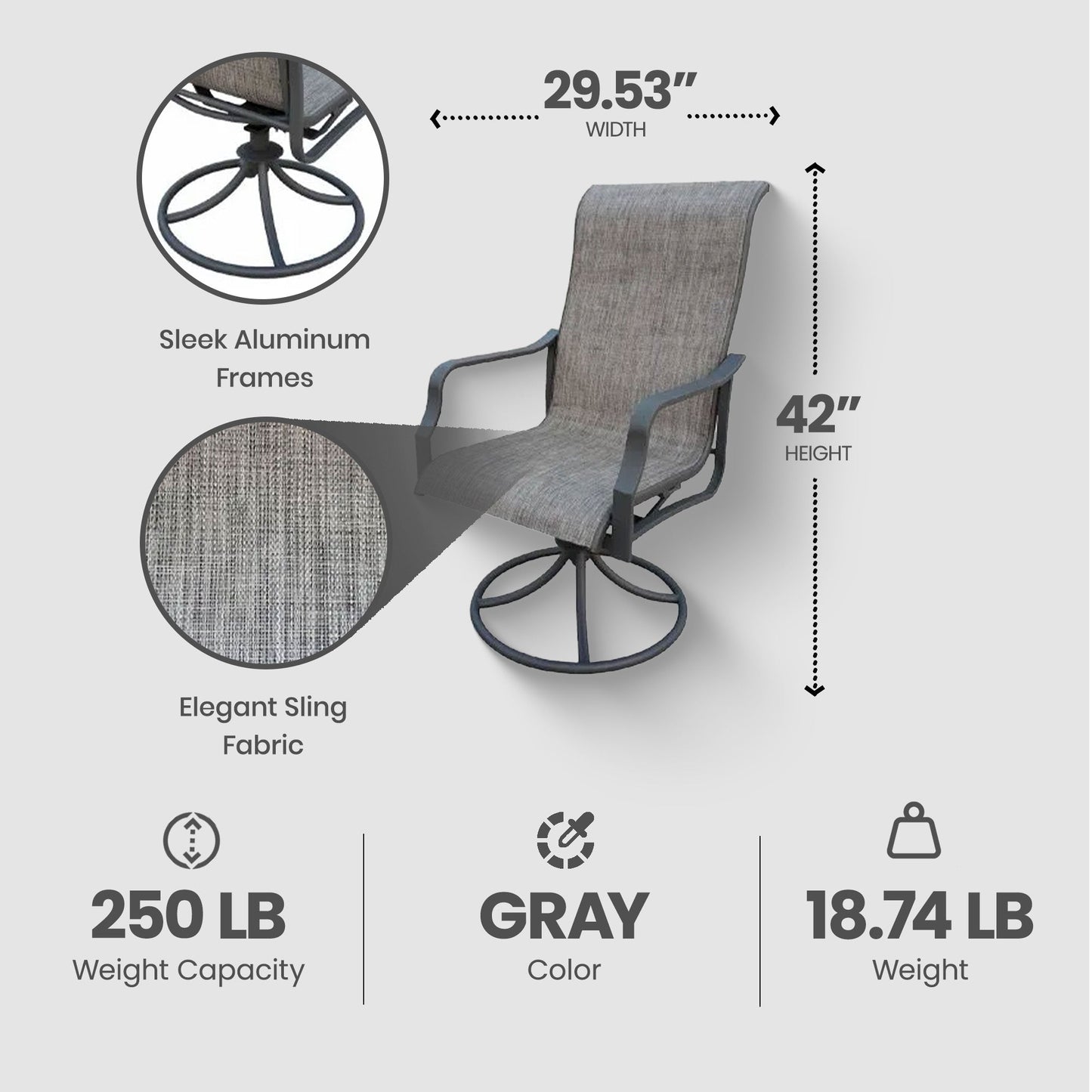 Four Seasons Courtyard Tuscany 6 Piece Swivel Rocker Chair Set w/ Aluminum Frame