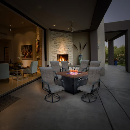 Four Seasons Courtyard Tuscany 6 Piece Swivel Rocker Chair Set w/ Aluminum Frame