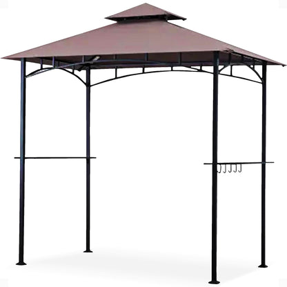 Four Seasons Courtyard Grill Gazebo w/ LED Lights and Powder Coated Frame, Brown