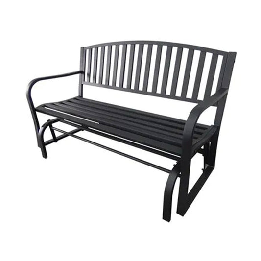 Four Seasons Courtyard Outdoor Steel Glider Bench with 500 Pound Capacity, Black