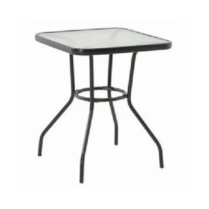 Four Seasons Courtyard Sunny Isles Tempered Glass Top Patio Dining Table, Black