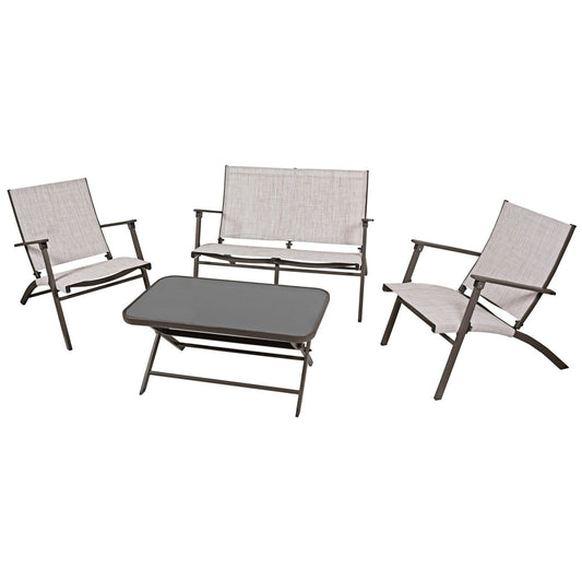 Four Seasons Courtyard Novara 4 Piece Steel Folding Outdoor Conversation Set