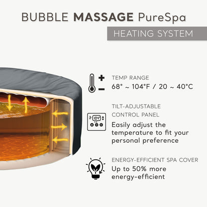 Intex PureSpa 4 Person Bubble Massage Inflatable Hot Tub Spa Set, Sahara Tan