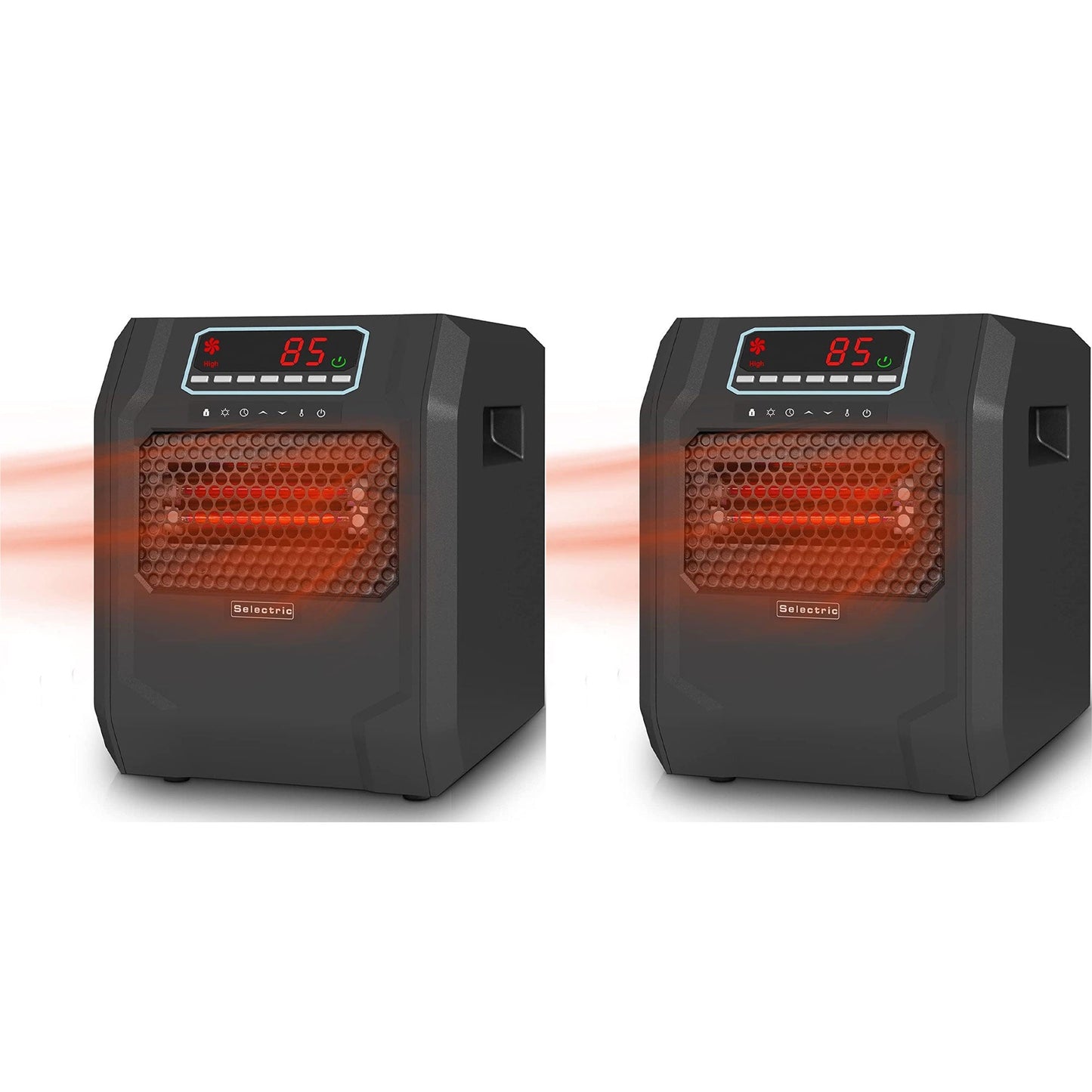 VOLTORB Portable Corded Electric Space Heater w/3 Heat Settings, Black (2 Pack)