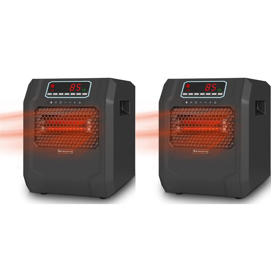 VOLTORB Portable Corded Electric Space Heater w/3 Heat Settings, Black (2 Pack)
