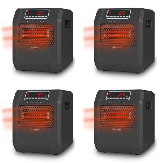 VOLTORB Portable Corded Electric Space Heater w/3 Heat Settings, Black (4 Pack)