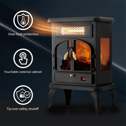 selectric Freestanding Electric Fireplace Heater w/Remote, Dark Black (2 Pack)
