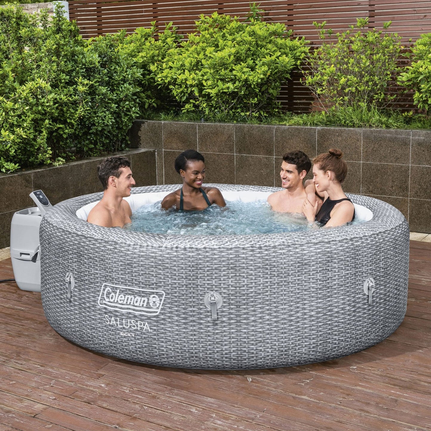 Coleman Sicily Inflatable AirJet Hot Tub with 2 SaluSpa Seat and Headrest Pillow
