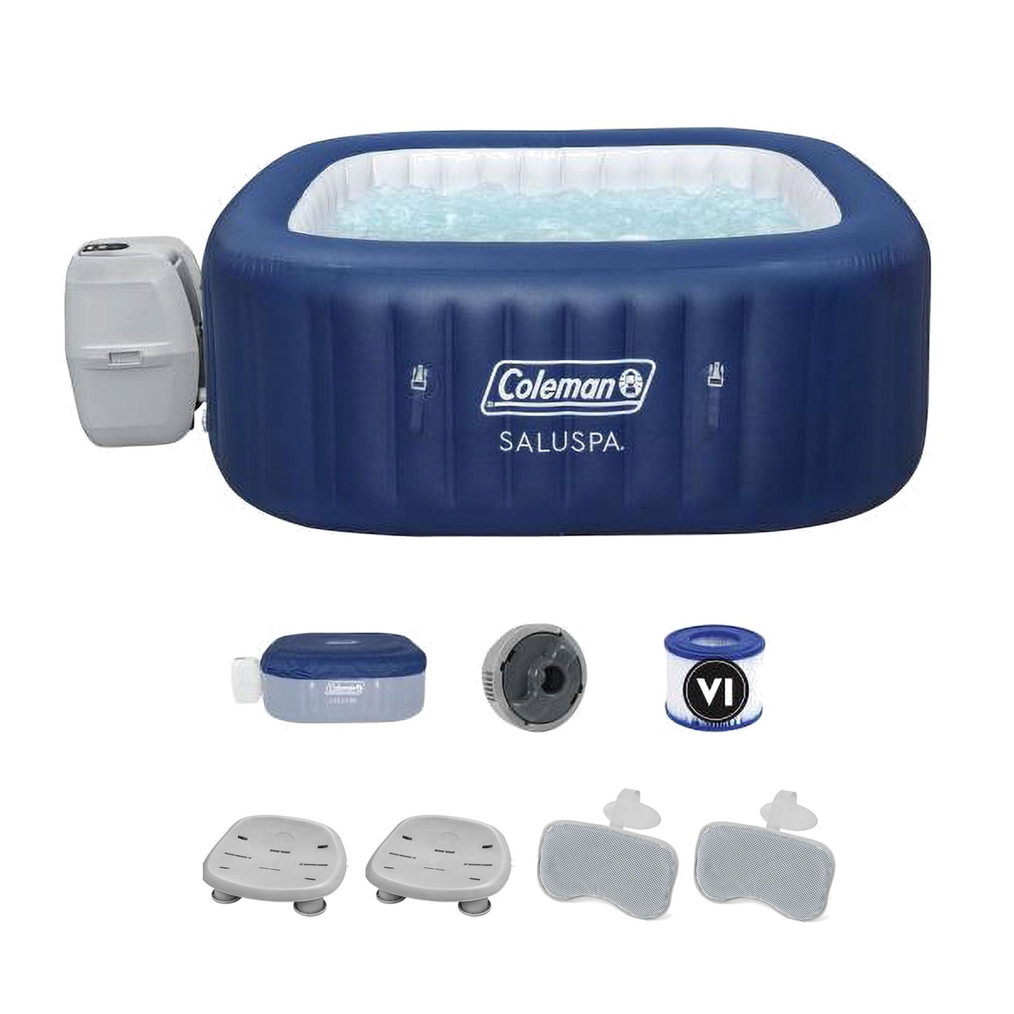 Coleman SaluSpa Atlantis Hot Tub with 2 Bestway Spa Seat and 2 Headrest Pillows