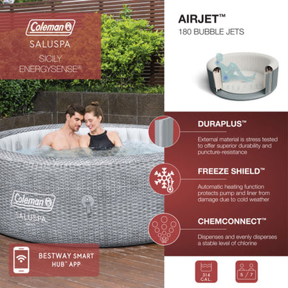Coleman Saluspa Sicily AirJet Hot Tub & 4 Saluspa Pool/Spa Seat & 2 Pillows