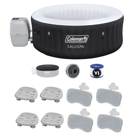 Bestway Coleman Miami Inflatable Hot Tub with 4 SaluSpa Seat & 4 Headrest Pillow
