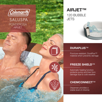 Coleman SaluSpa Ponderosa Hot Tub w/ 2 Bestway SaluSpa Seat & 2 Headrest Pillows