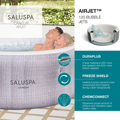 Bestway SaluSpa AirJet Cancun Inflatable Hot Tub with SaluSpa Non Slip Spa Seat