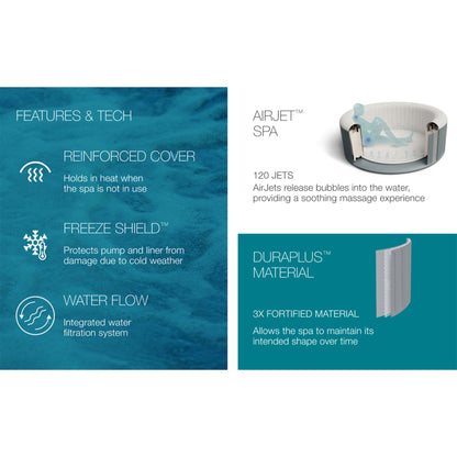 Bestway SaluSpa AirJet Cancun Inflatable Hot Tub with SaluSpa Non Slip Spa Seat