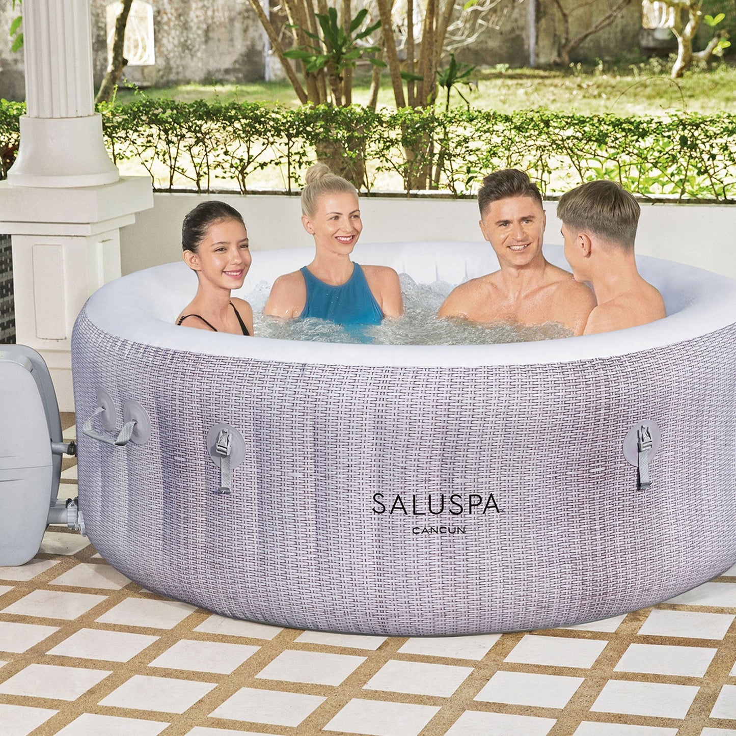 Bestway SaluSpa AirJet Cancun Inflatable Hot Tub with SaluSpa Non Slip Spa Seat