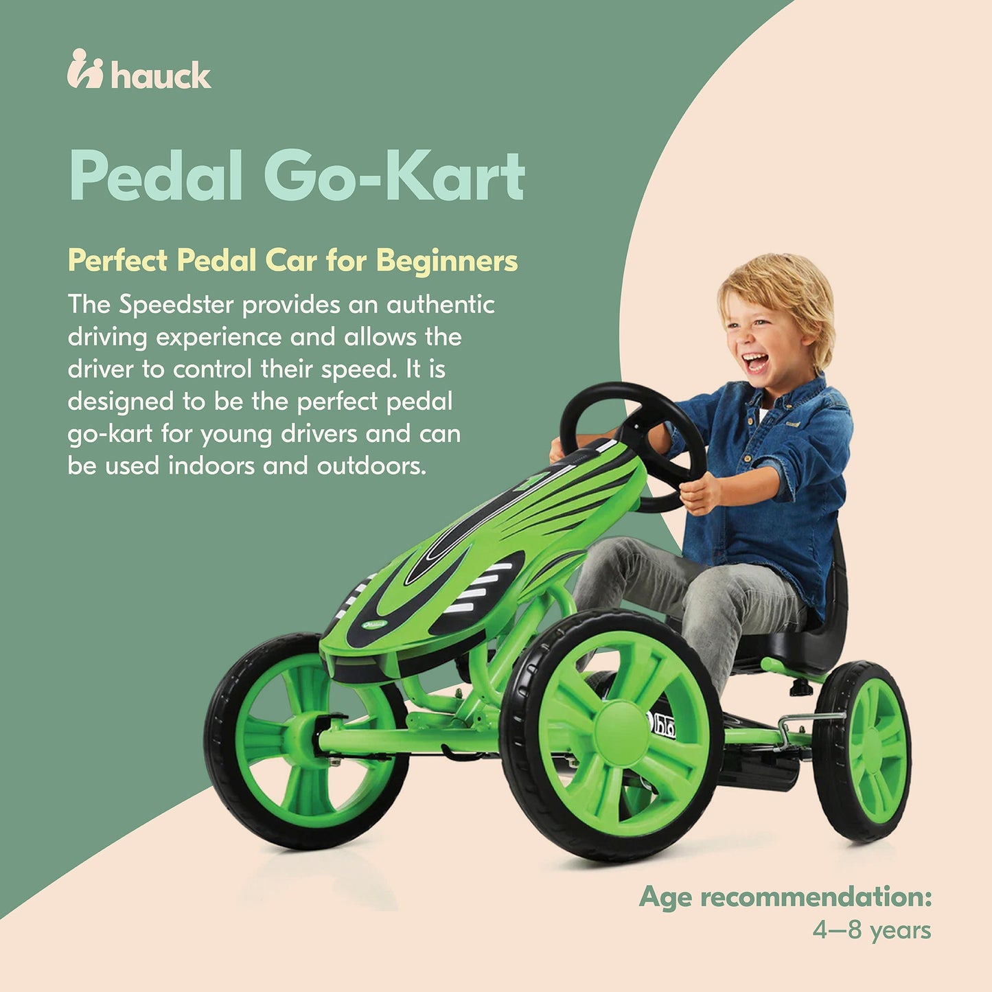 hauck Speedster Pedal Go Kart with Adjustable Bucket Seat for Kids Ages 4 to 8