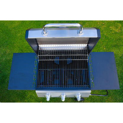 Grill Boss 27,000 BTU 3 Burner Gas Grill with Wheels, Cover, and Side Shelves