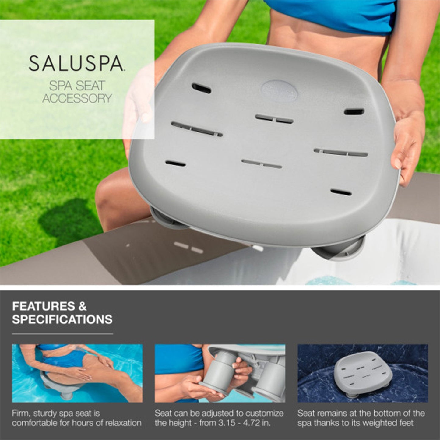 Bestway Hawaii Inflatable Hot Tub with EnergySense Cover and 6 SaluSpa Spa Seat