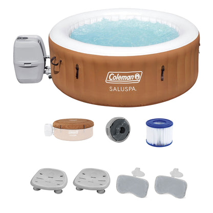 Bestway Coleman Miami AirJet Hot Tub with 2 SaluSpa Seat and 2 Headrest Pillows