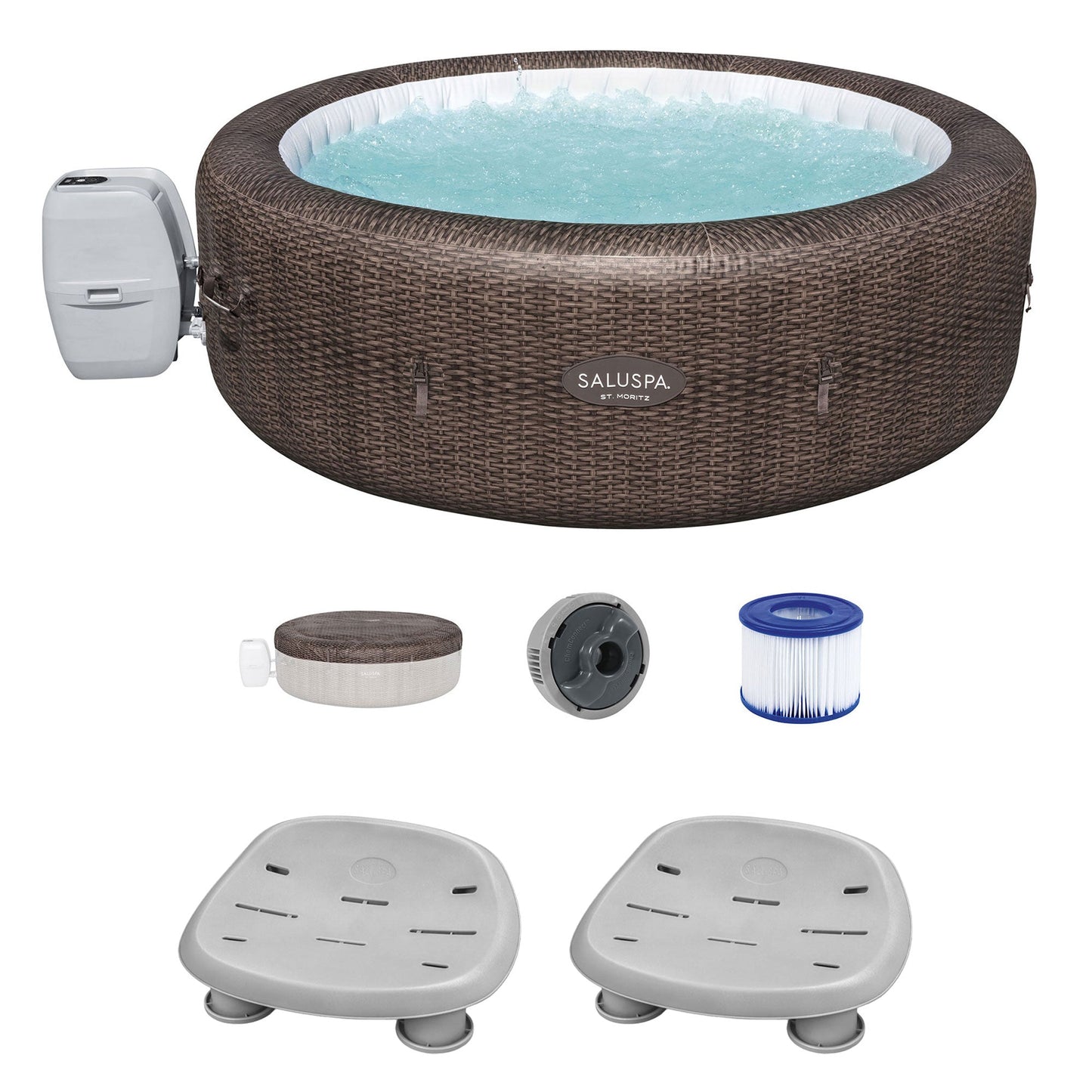 Bestway Coleman St Moritz AirJet Inflatable Hot Tub with 2 SaluSpa Non Slip Seat