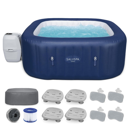 Bestway Hawaii Inflatable Hot Tub with 4 SaluSpa Spa Seat and 2 Headrest Pillows