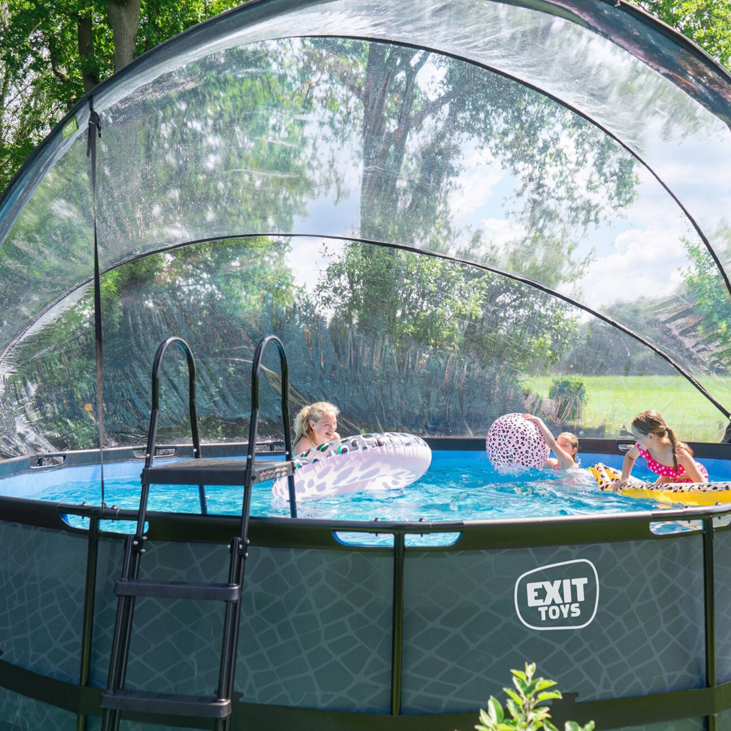 EXIT Toys 16 Foot Round Multifunctional Cover Dome Enclosure for Outdoor Pools