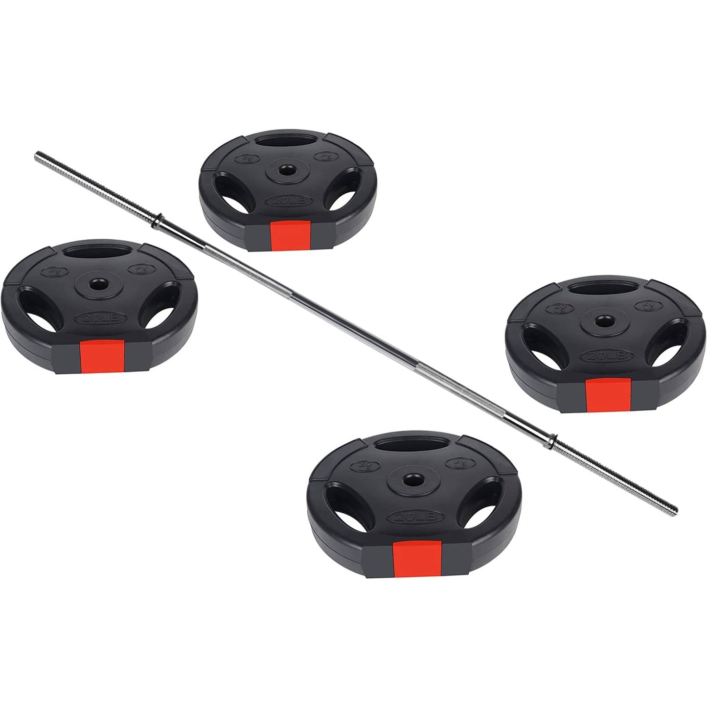 BalanceFrom Standard Coded Olympic Barbell 80 Pound Weight Plate Set, Black