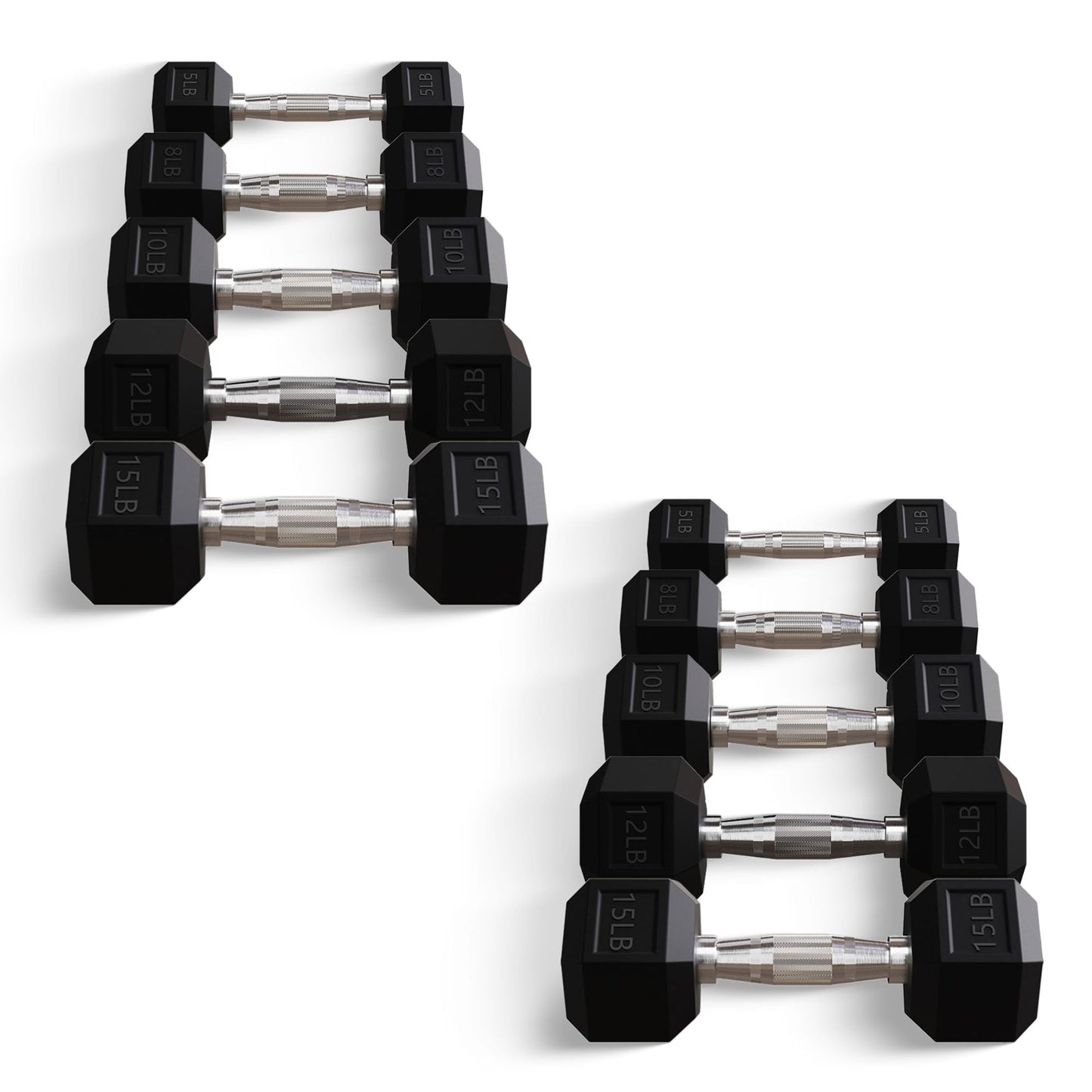 BalanceFrom Signature Alloy Steel Fitness Rubber Encased Hex Dumbbell Set, Black