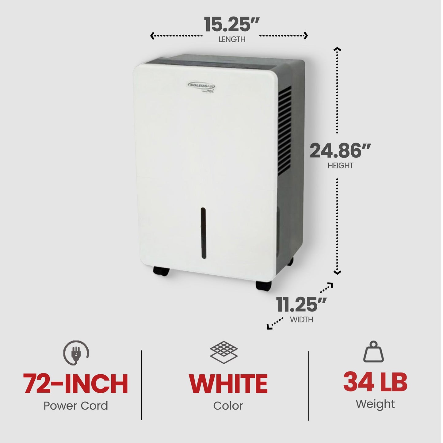 SoleusAir HMT-D70-A Air Energy Star 70 Pint Dehumidifier (Refurbished)