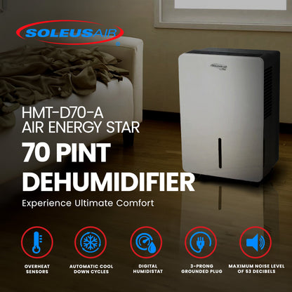 SoleusAir HMT-D70-A Air Energy Star 70 Pint Dehumidifier (Refurbished)