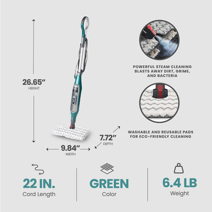 Shark Genius Steam Pocket Mop w/3 Control Setting, Green (Certified Refurbished)