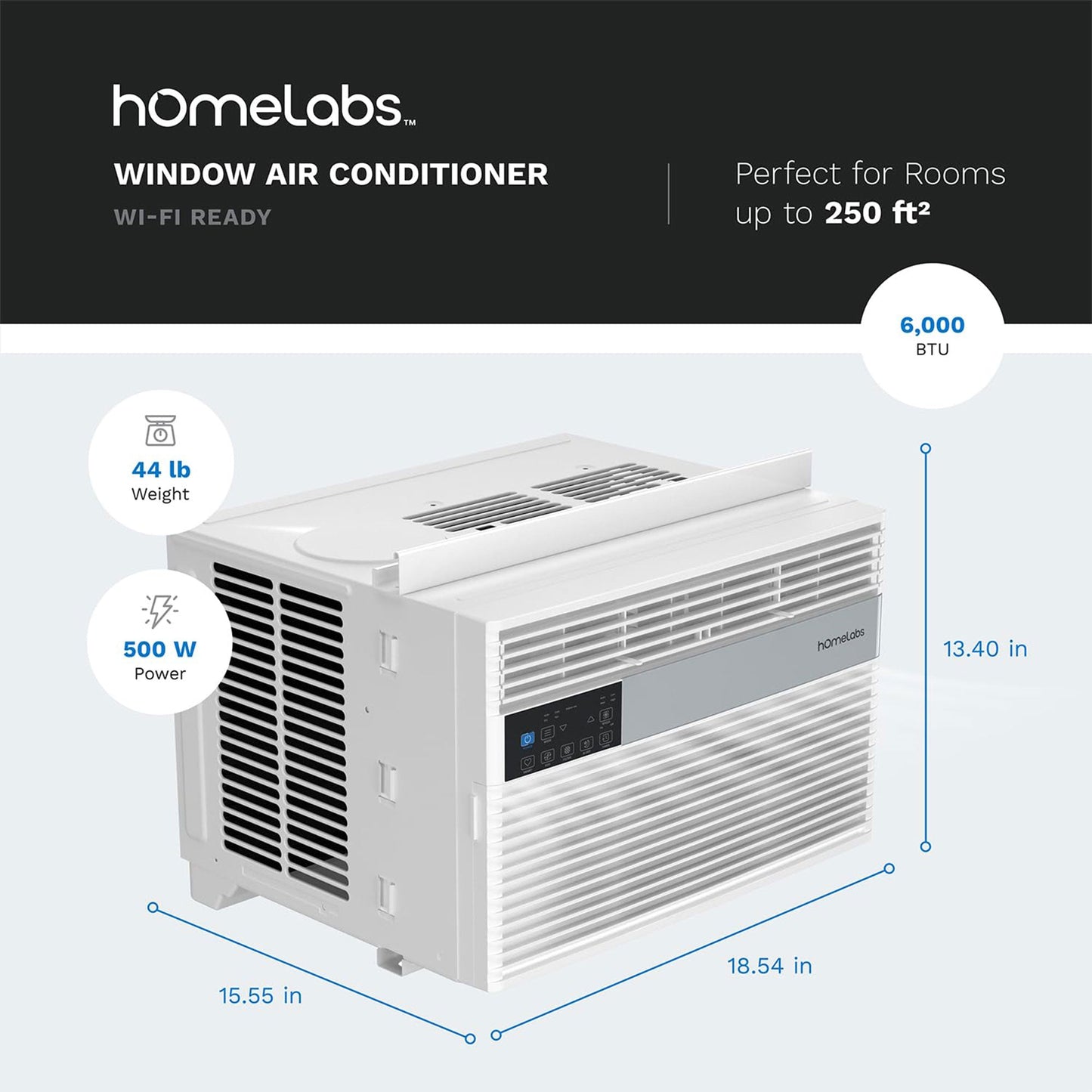 hOmeLabs Window Air Conditioner with Eco Mode, LED Panel, and Remote Control