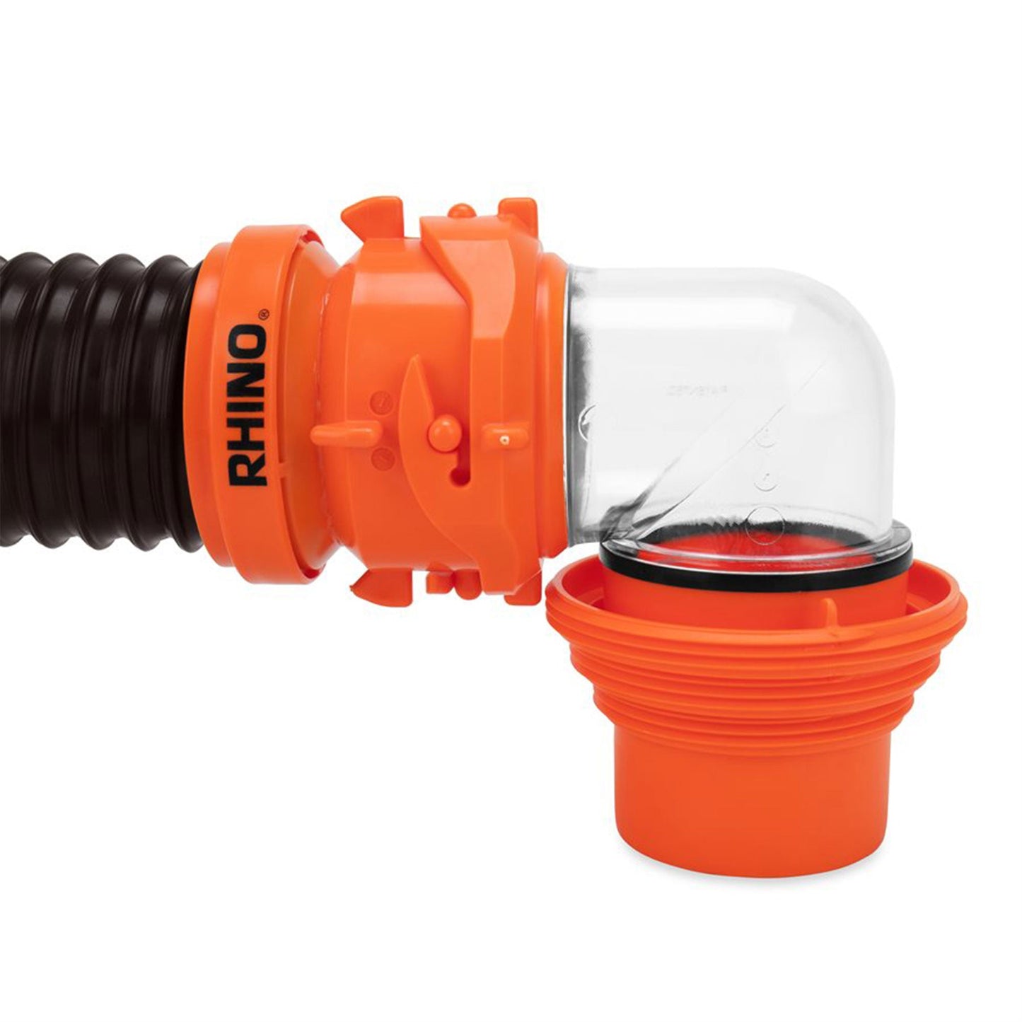 Camco RhinoFLEX 20’ RV Sewer Hose Kit w/ Removable 4 in 1 Adapter, Black/Orange