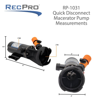 RecPro 12 Volt RV Macerator Pump, Portable 12GPM Sewage Waste Grinder Dump Pump