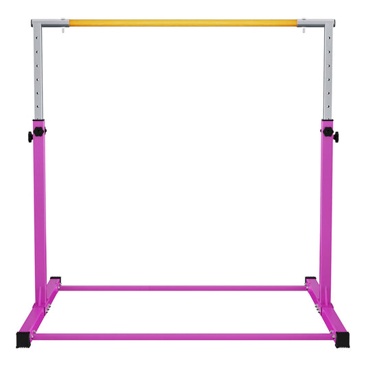 Signature Fitness Adjustable Folding Steel Gymnastics Bar, for Ages 3 & Up, Pink