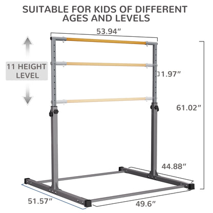 Signature Fitness Adjustable Folding Steel Gymnastics Bar, for Ages 3 & Up, Gray