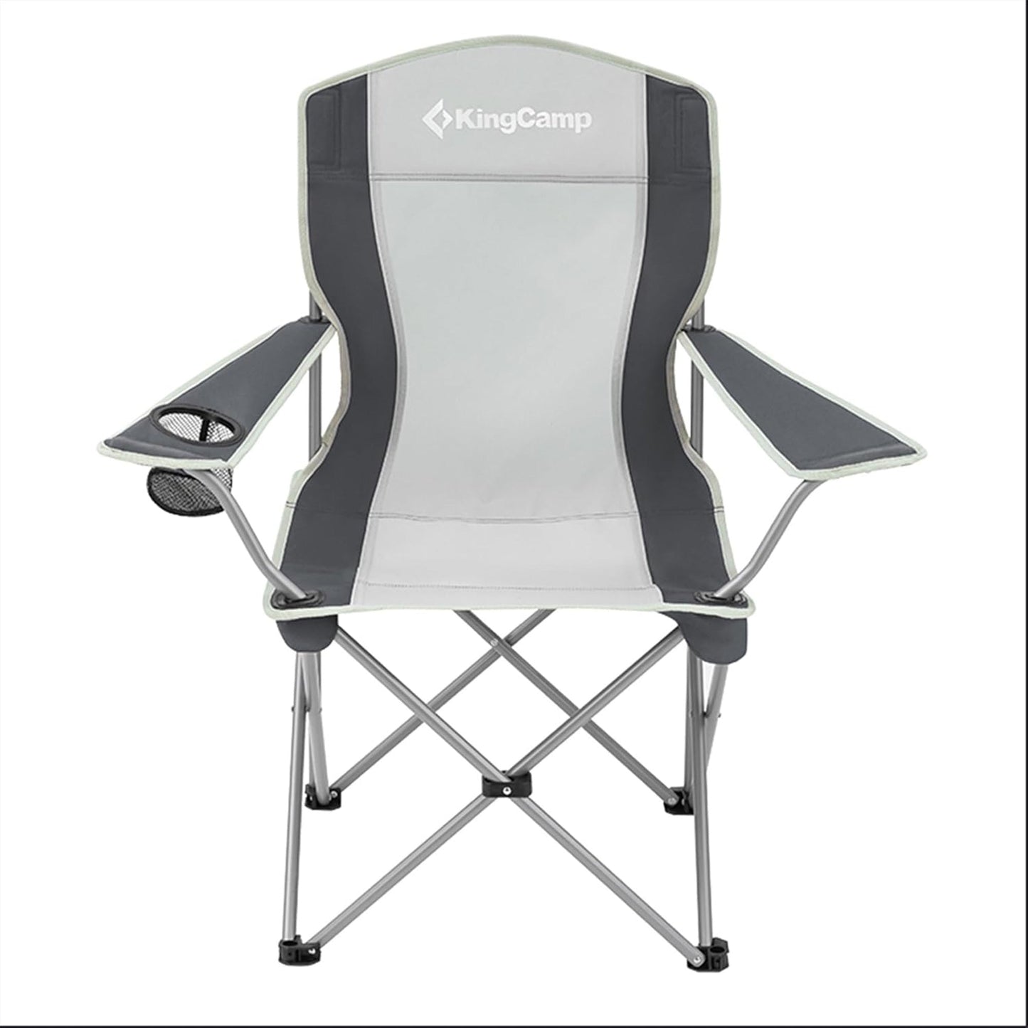 KingCamp Portable Folding Chair with Mesh Cup Holder and Carry Bag, Black/Gray (2 Pack)